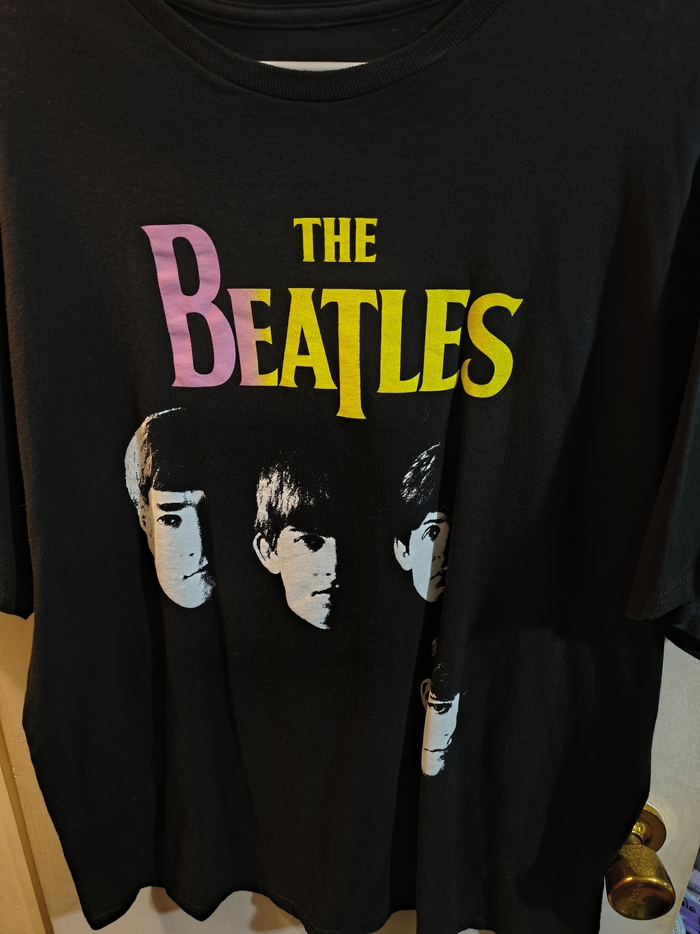 The Beatles Graphic Tee in Black with Yellow & Pink Logo